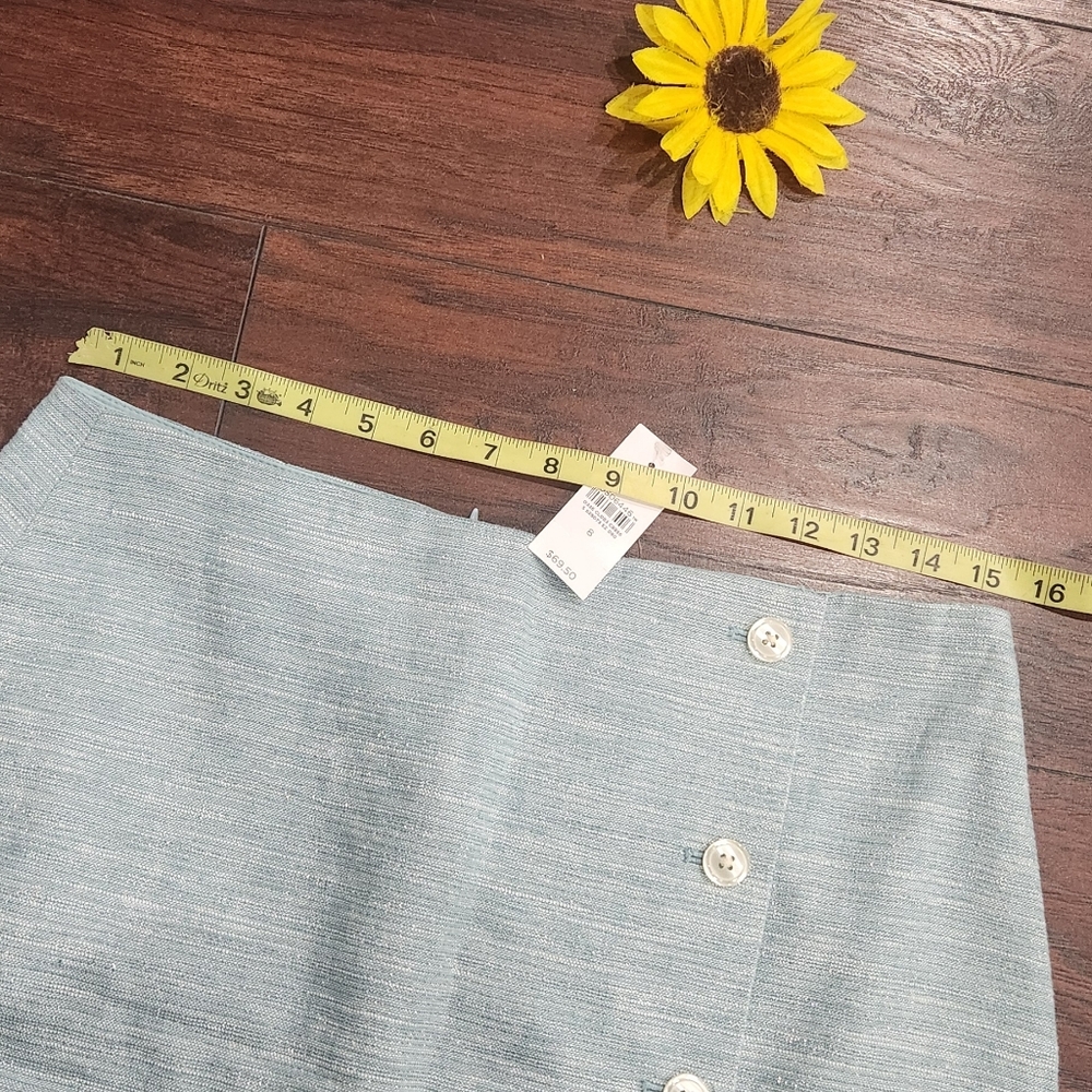 LOFT LINEN Light Blue Button-Front Skirt NEW!! - Picture 6 of 10